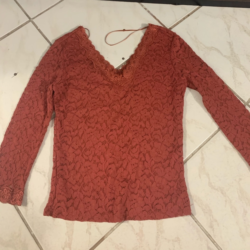 V neck lace top